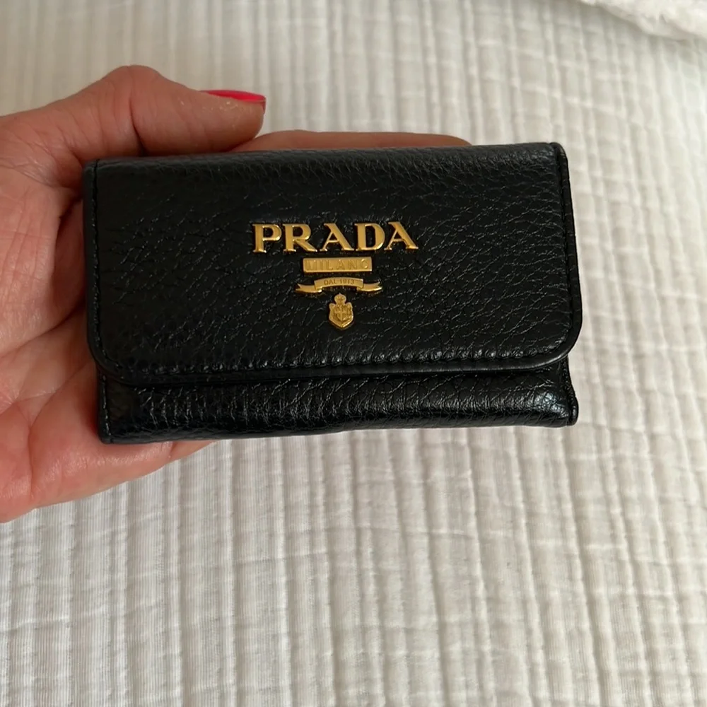 Authentic leather Prada key holder